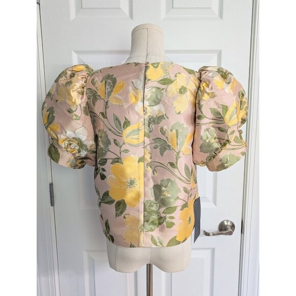 NWT Tuckernuck Pomander Place Lotus Thea Jacquard Floral Puff Sleeve Blouse Sz M - Picture 7 of 11